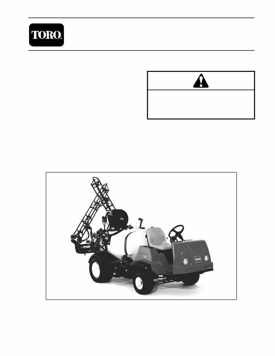 Toro Multi-Pro 1250 Sprayer Factory Service & Work Shop Manual preview img 1