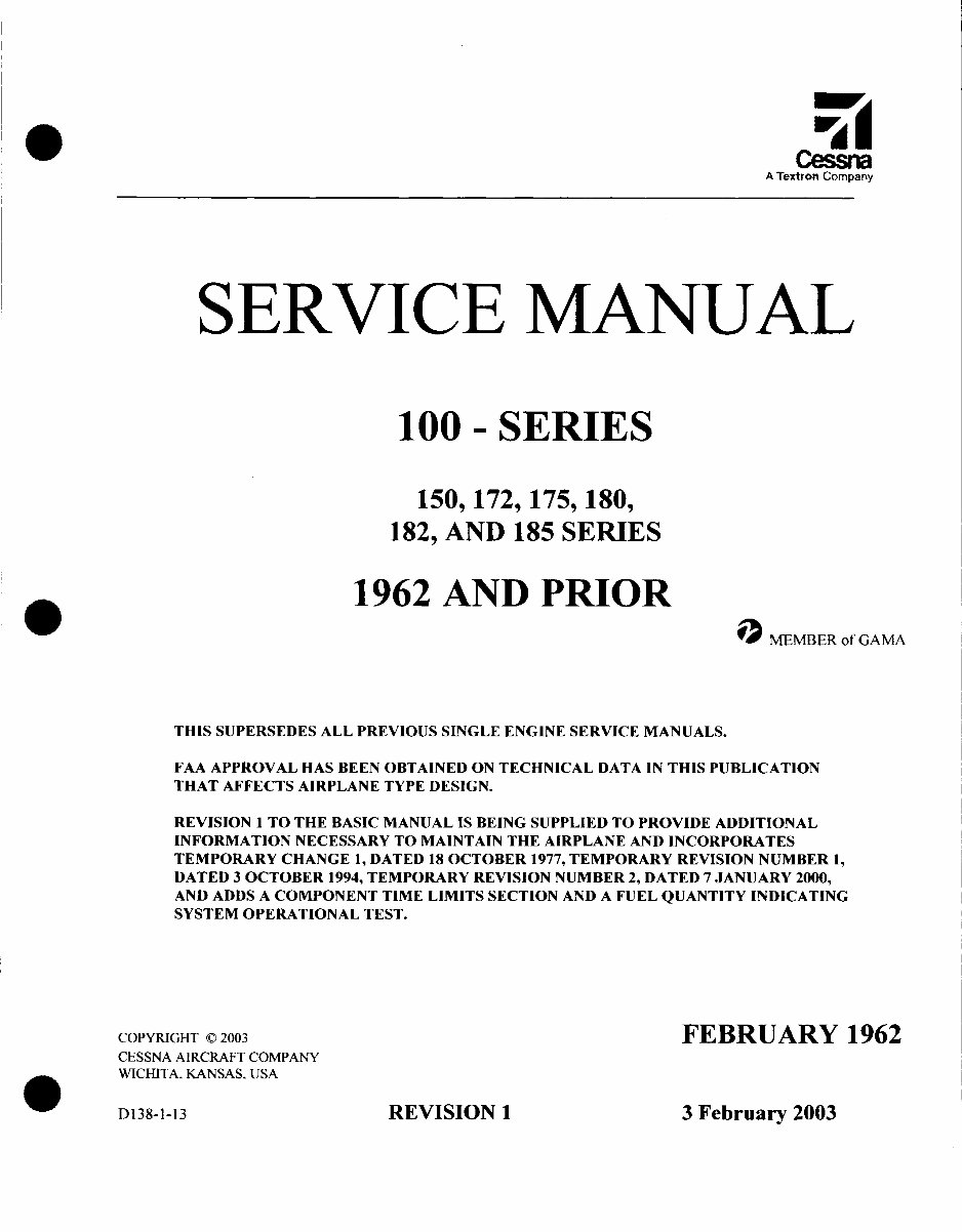1956-1962 Cessna 100 Series (150/172/177/180/182/185) OEM Service & Repair Manual preview img 2