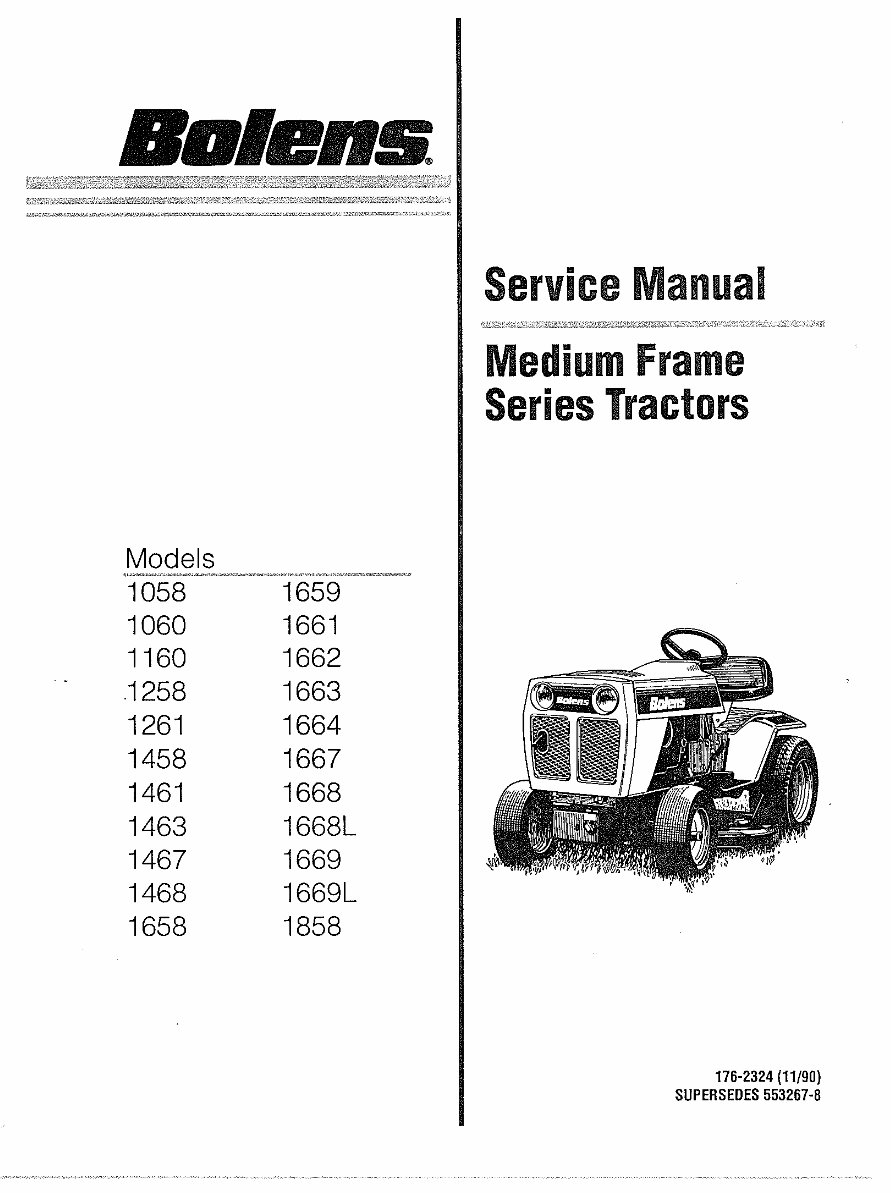 Bolens XL tractor service repair manual preview img 1
