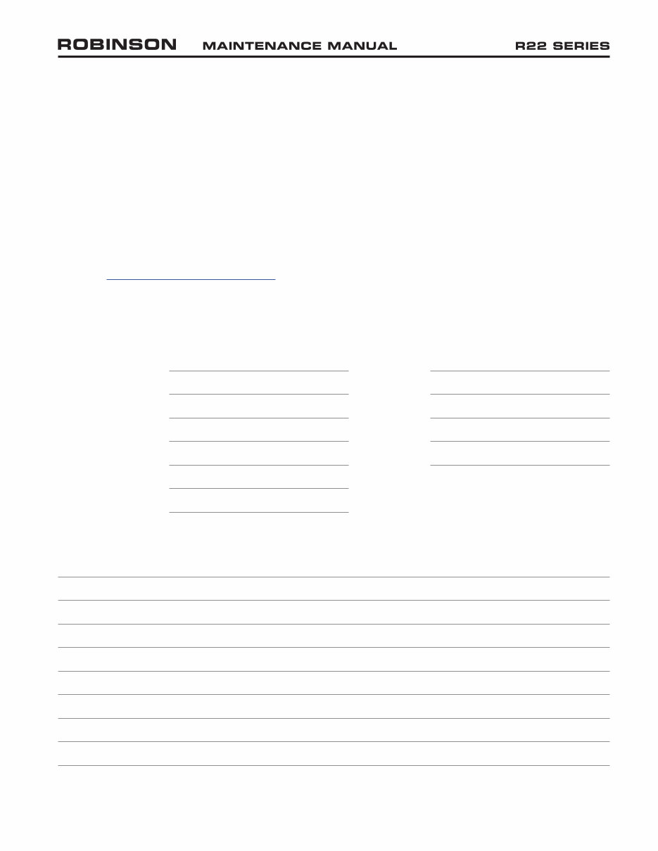 TRUE ROBINSON HELICOPTER R22 Maintenance Manual preview img 5