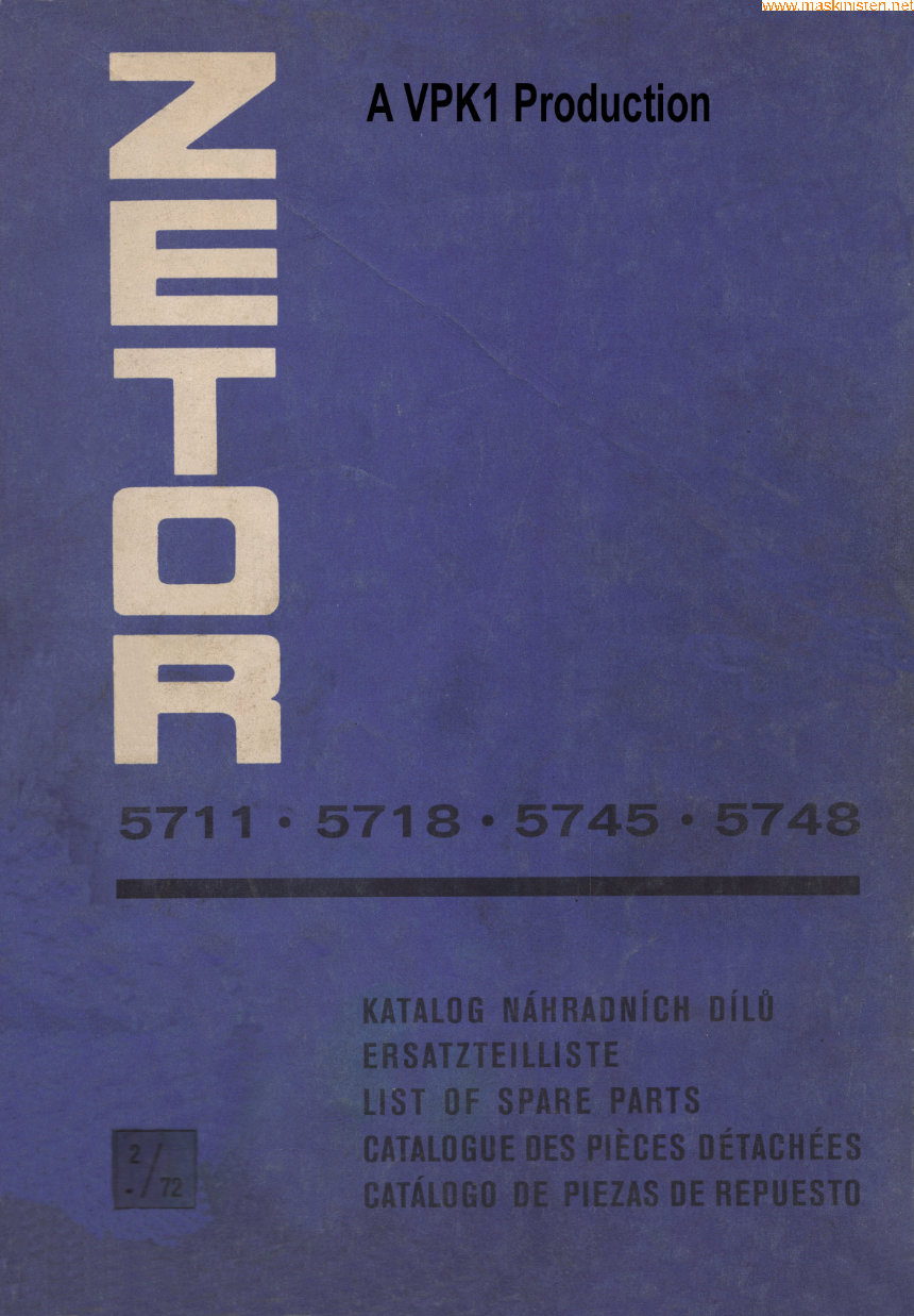 ZETOR tractor 5711/5718/5745/5748 -Parts CATALOG preview img 1
