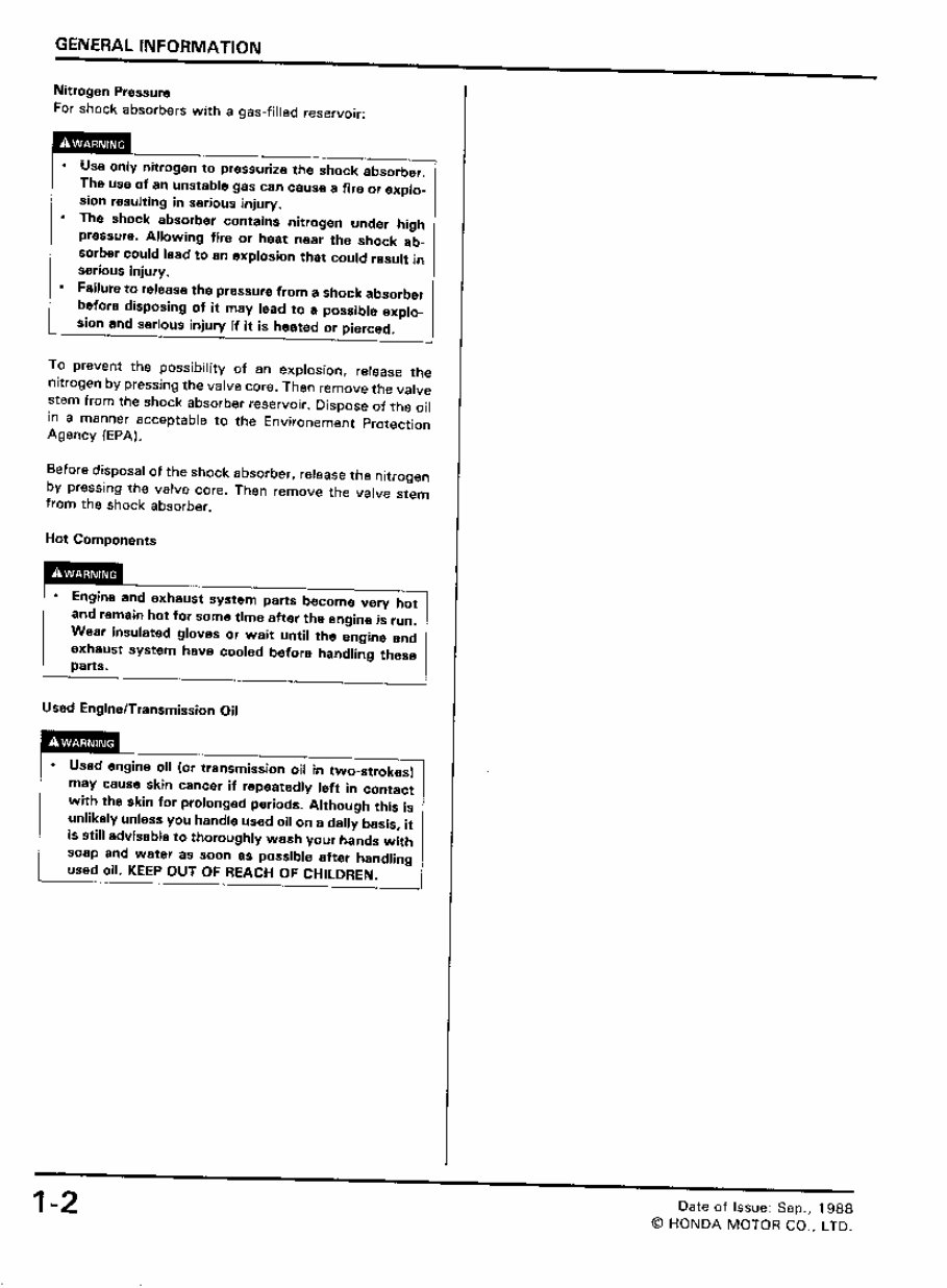 1988-1990 Honda Motorcycles Common Service Manual preview img 5