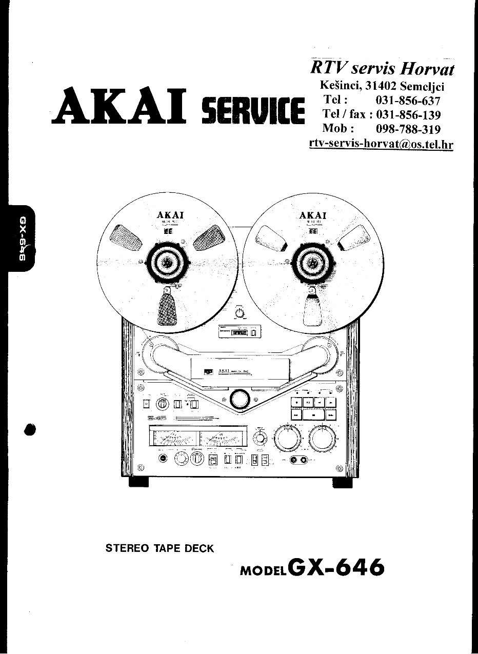 Akai GX-646 reel tape recorder Service Manual preview img 1