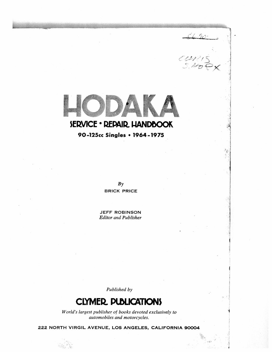 Hodaka 90 125 Service Manual 1964-1975 preview img 2