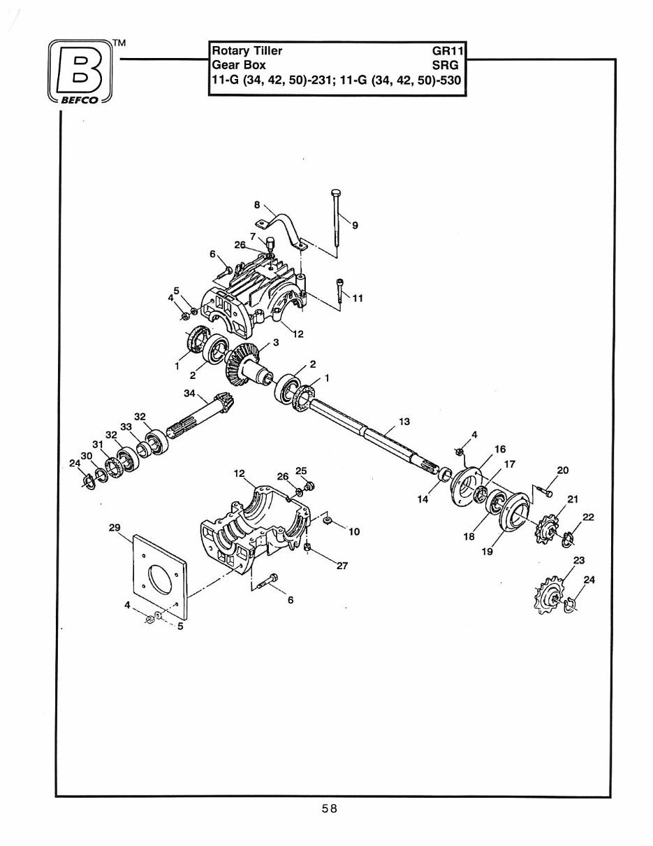 BEFCO TILLER 11-G 34 42 50 Parts Manual preview img 5