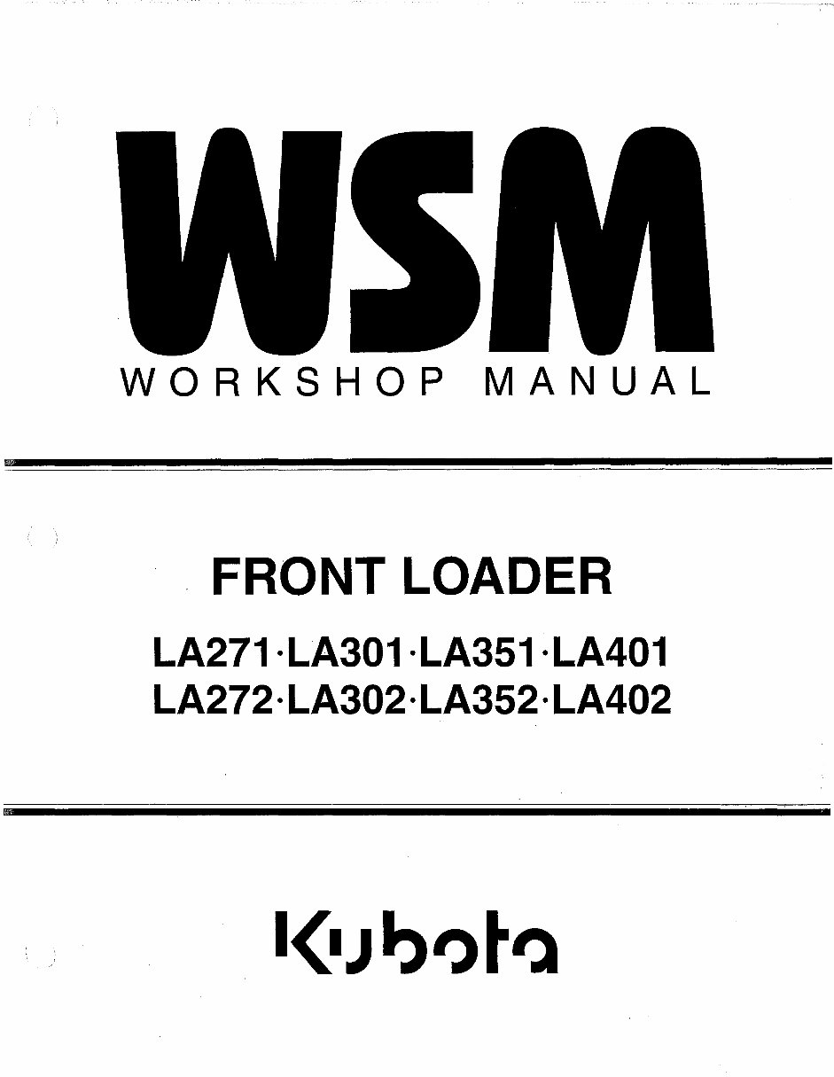 Kubota LA302 Loader Factory Service & Work Shop Manual preview img 1