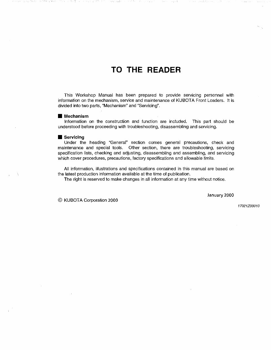 Kubota LA302 Loader Factory Service & Work Shop Manual preview img 3