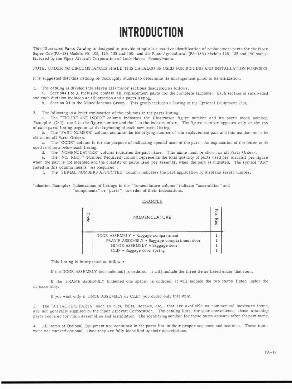 Piper PA-18 AIRCRAFT SUPER CUB Illustrated Parts Catalog Manual - preview img 3
