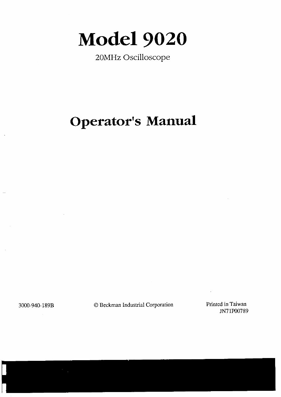 OWNER Manual Beckman CIRCUITMATE 9020 20 MHz Oscilloscope preview img 3