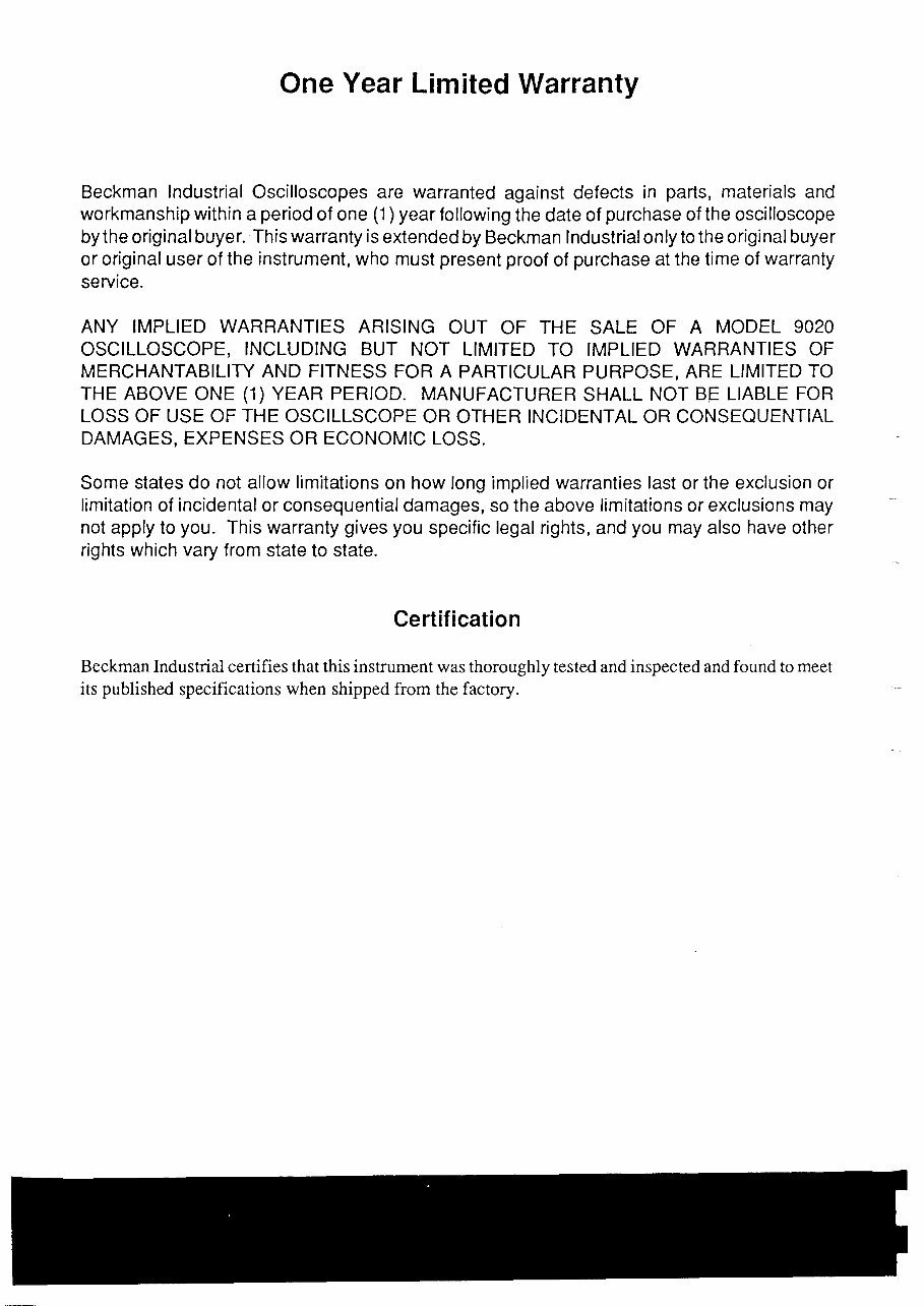 OWNER Manual Beckman CIRCUITMATE 9020 20 MHz Oscilloscope preview img 4