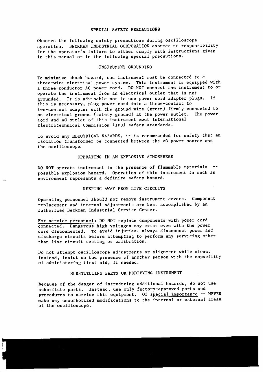 OWNER Manual Beckman CIRCUITMATE 9020 20 MHz Oscilloscope preview img 5
