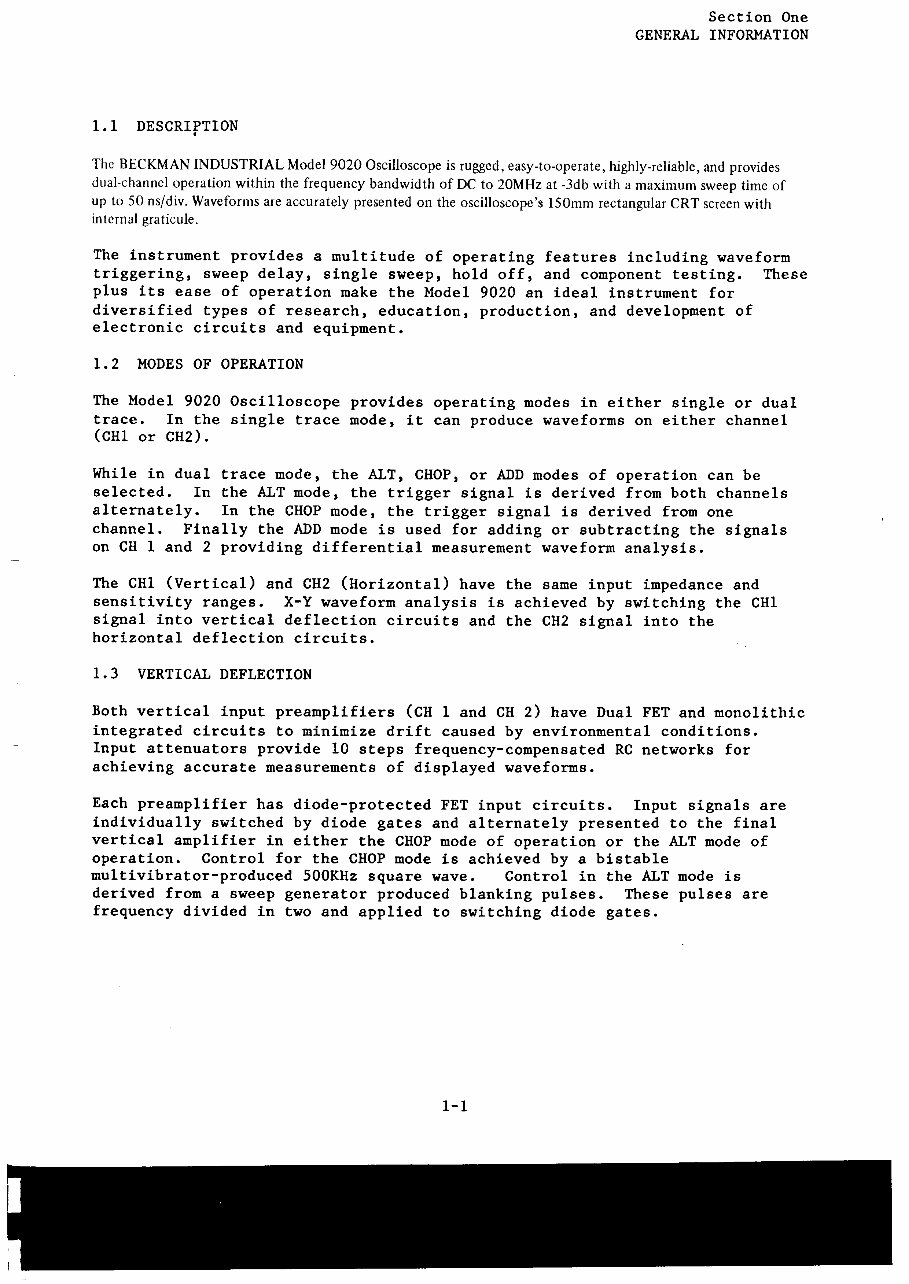 OWNER Manual Beckman CIRCUITMATE 9020 20 MHz Oscilloscope preview img 9