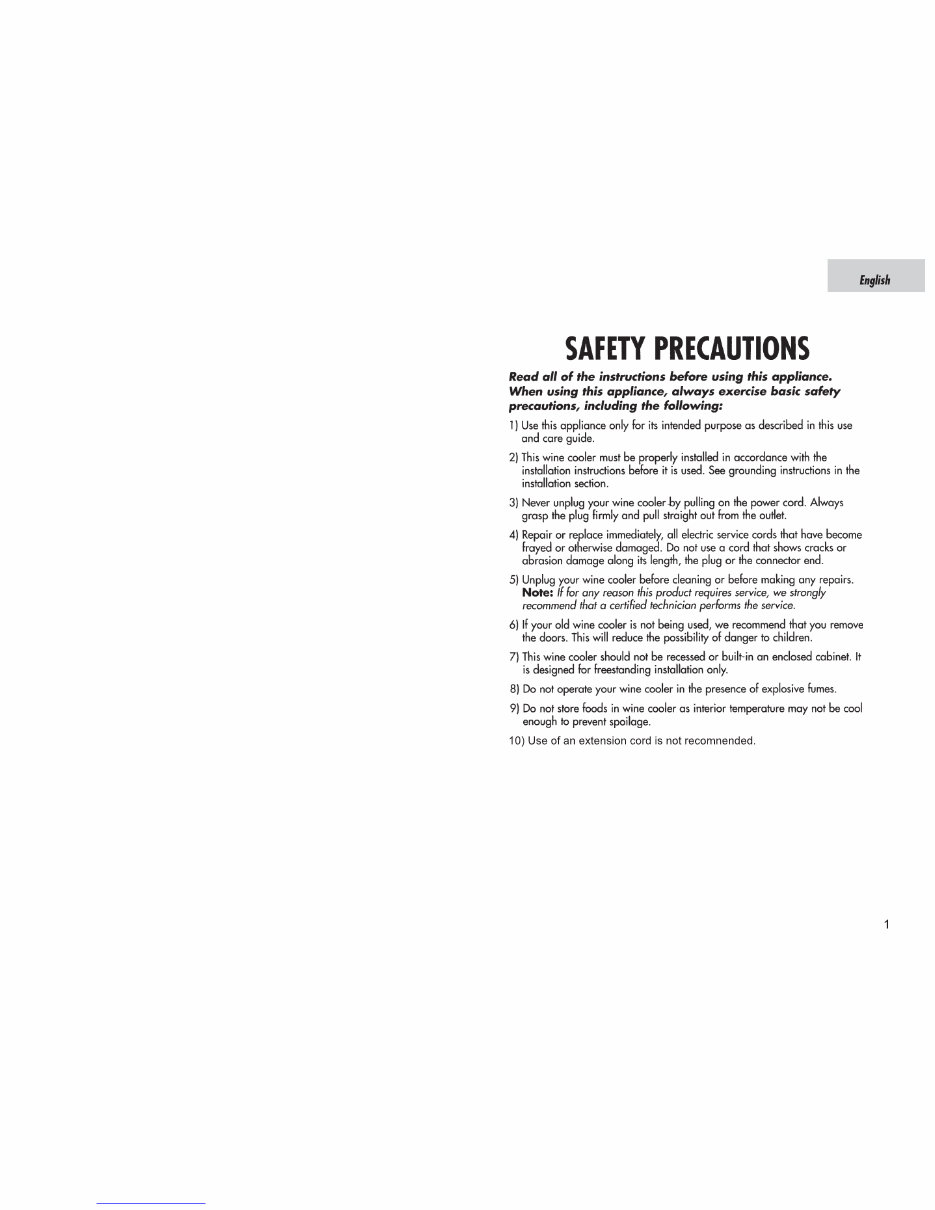 OWNER Manual Haier BC112G Wine Cooler preview img 3