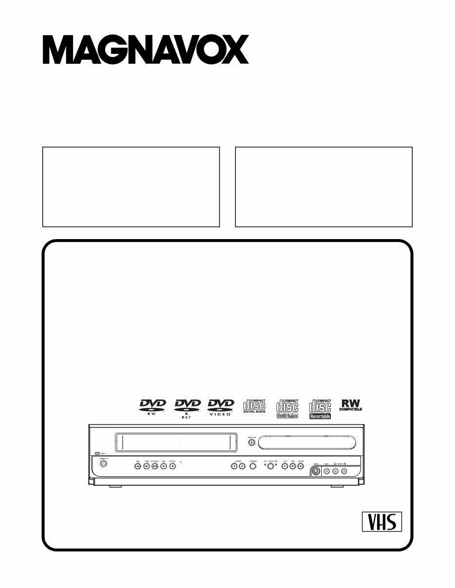 Magnavox MWR20V6 DVD RECORDER & VCR Service Manual preview img 1