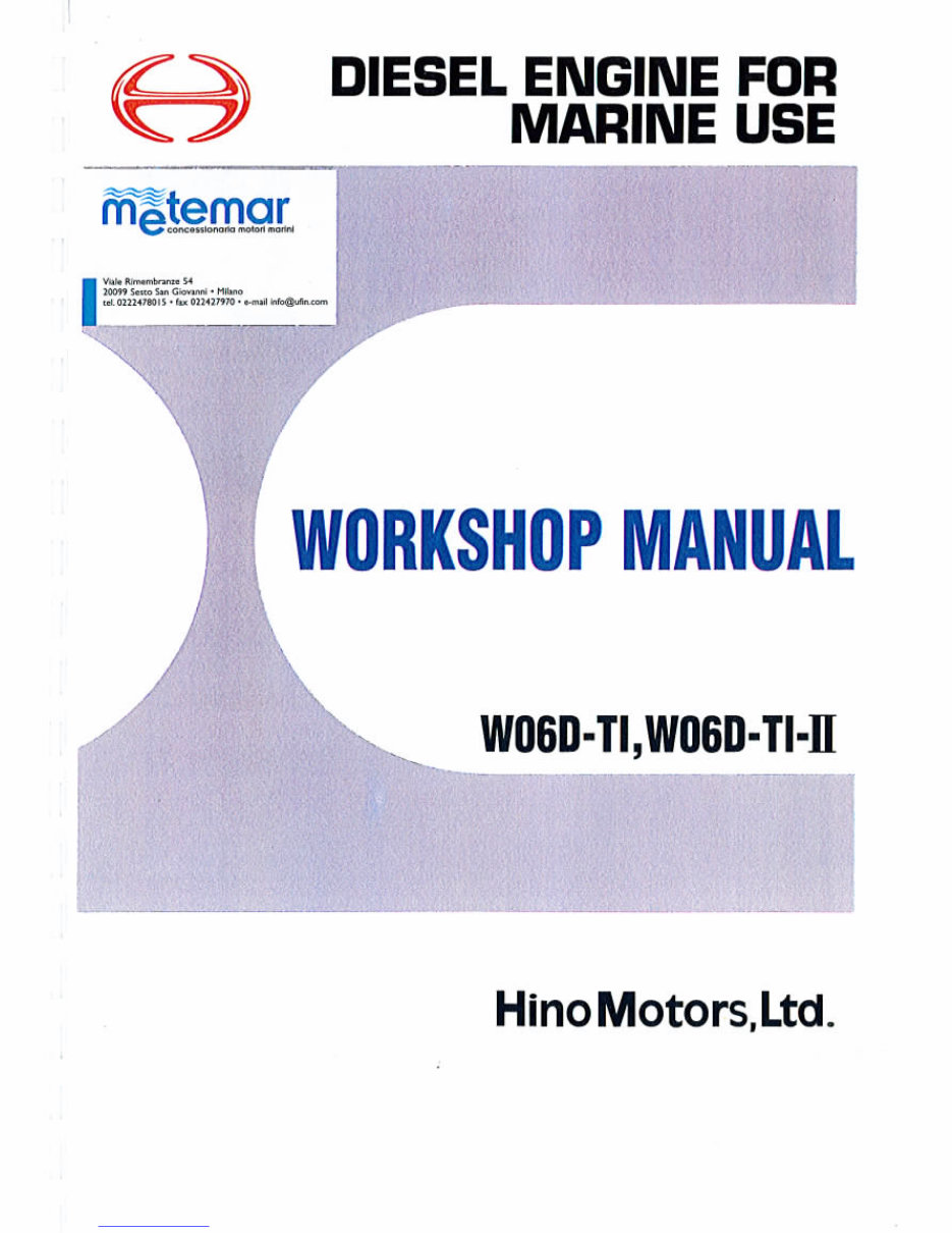 Hino W06D-TI/W06D-TI-II Diesel Engines OEM Service & Repair Manual preview img 1
