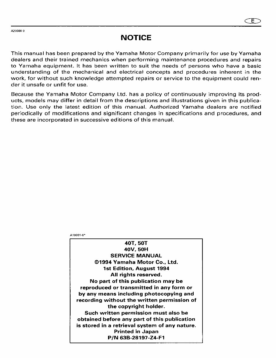 1998-2003 Yamaha 40hp C40hp P40 C50hp 50hp 2-Stroke Outboards Service & Repair Manual preview img 2