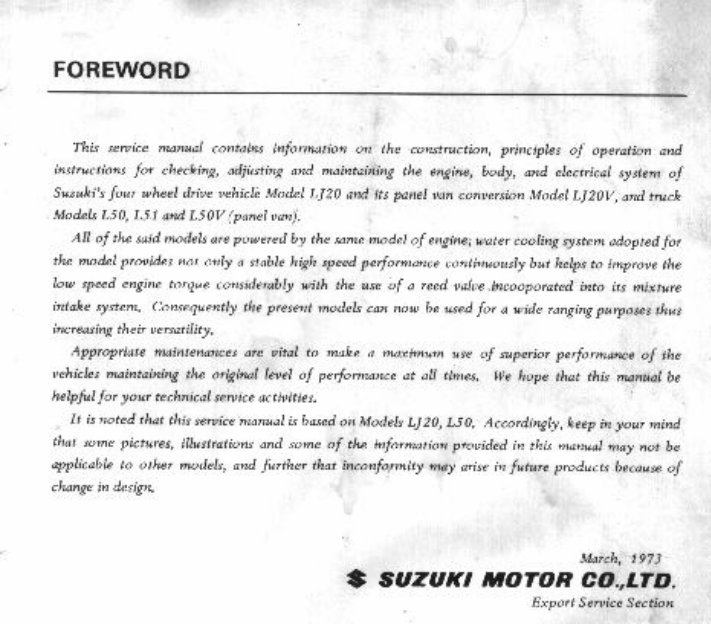 SUZUKI LJ 20 Service repair Manual preview img 1