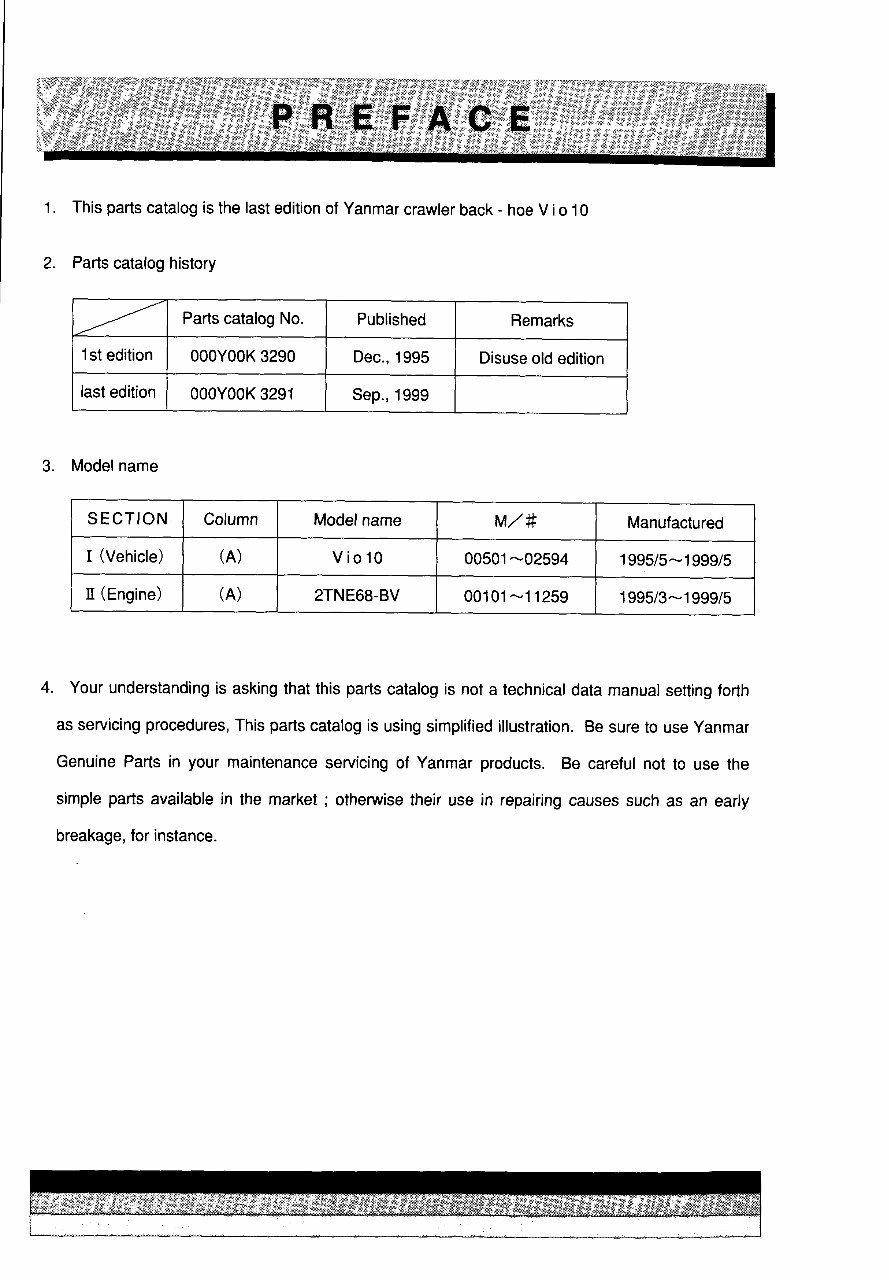 Yanmar Vio10 Crawler Backhoe Parts Catalog Manual preview img 1