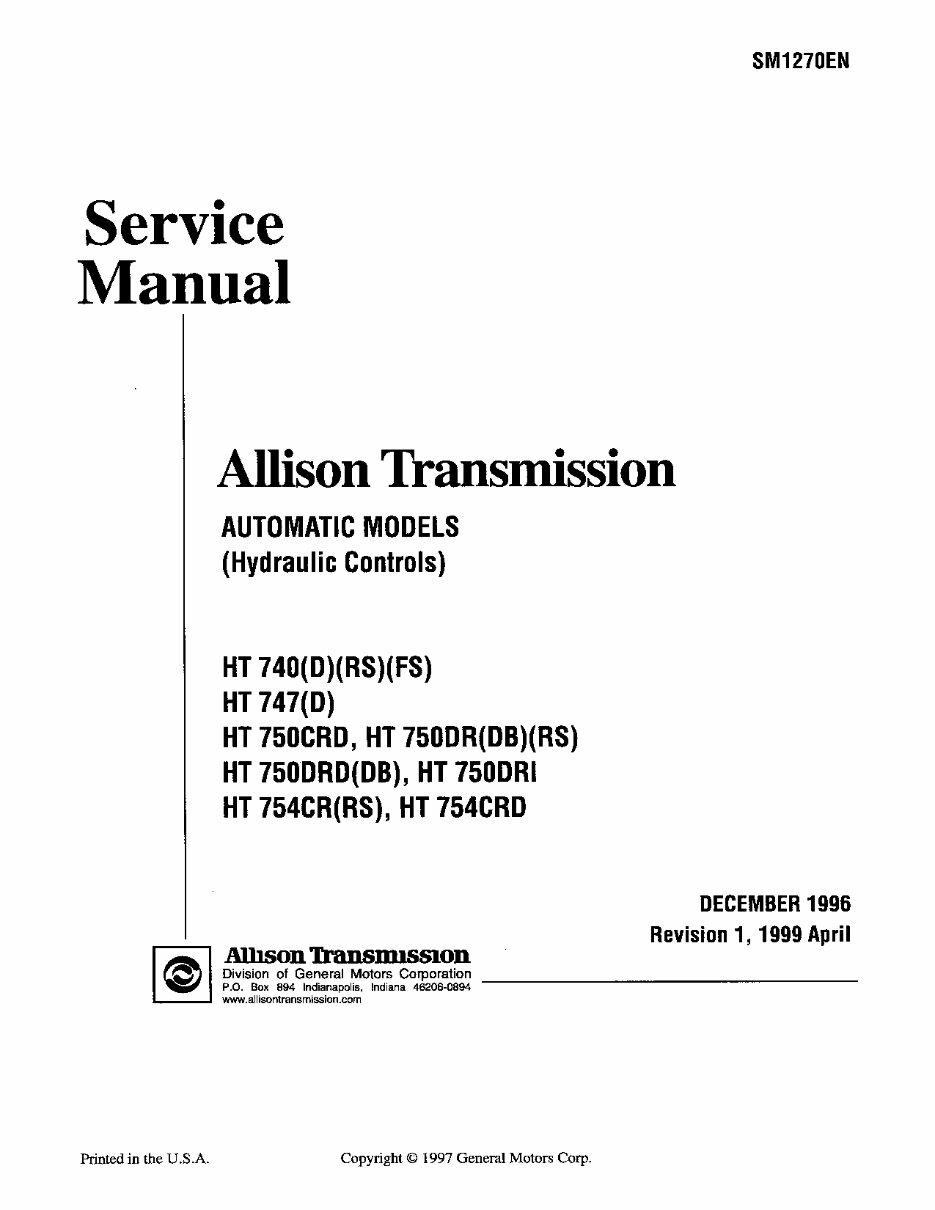 ALLISON Transmission HT750 Full Service Repair Manual preview img 2