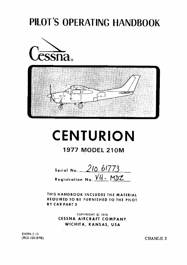 1977 Cessna 210 M Pilots Operating Handbook (POH) preview img 1