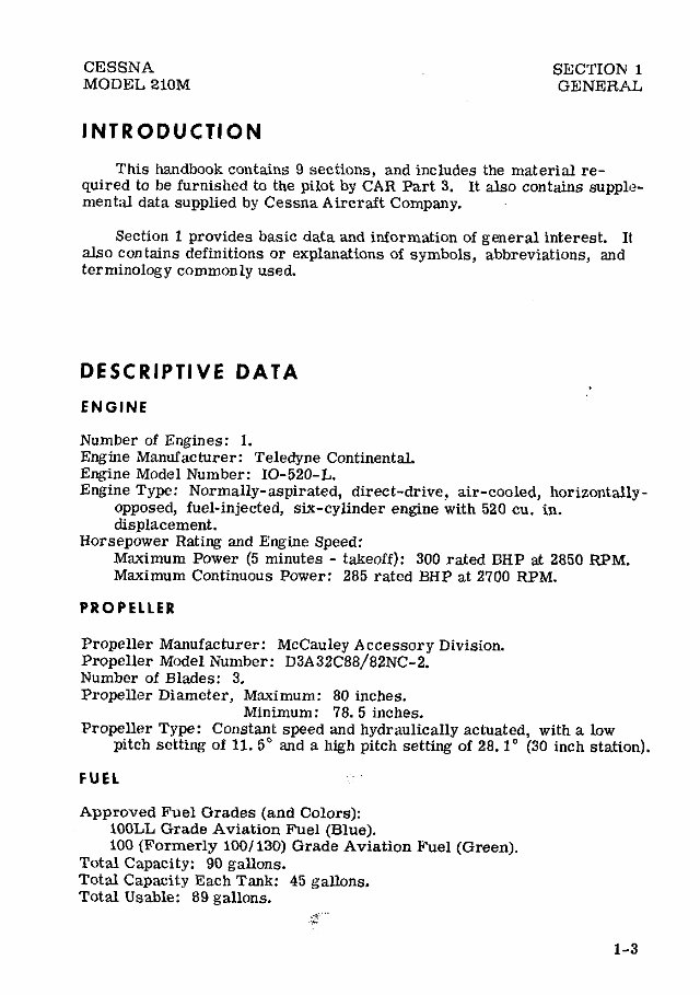 1977 Cessna 210 M Pilots Operating Handbook (POH) preview img 8