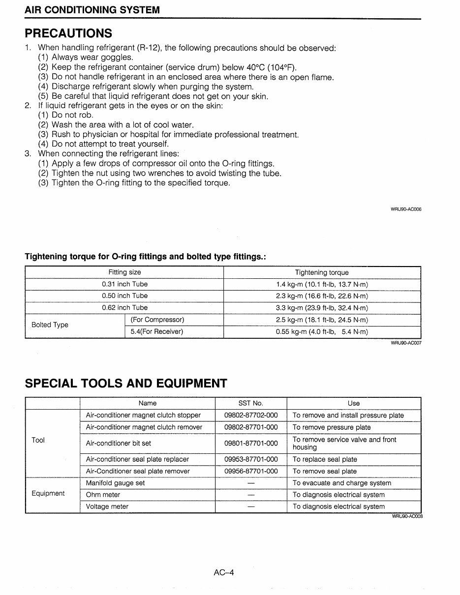 1992 Daihatsu Rocky Air Conditioning System Service & Repair Manual preview img 4