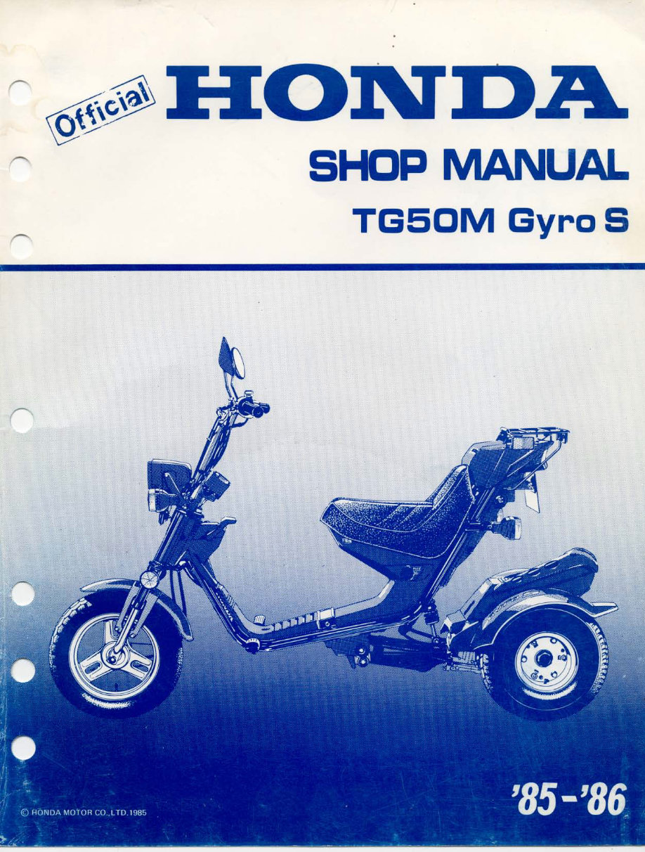 1985-1986 Honda Gyro S (TG50M) OEM Service & Repair Manual preview img 1