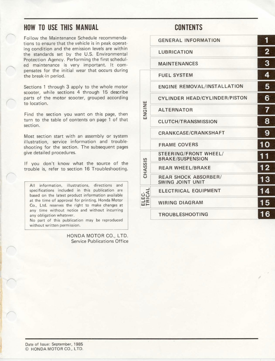 1985-1986 Honda Gyro S (TG50M) OEM Service & Repair Manual preview img 3