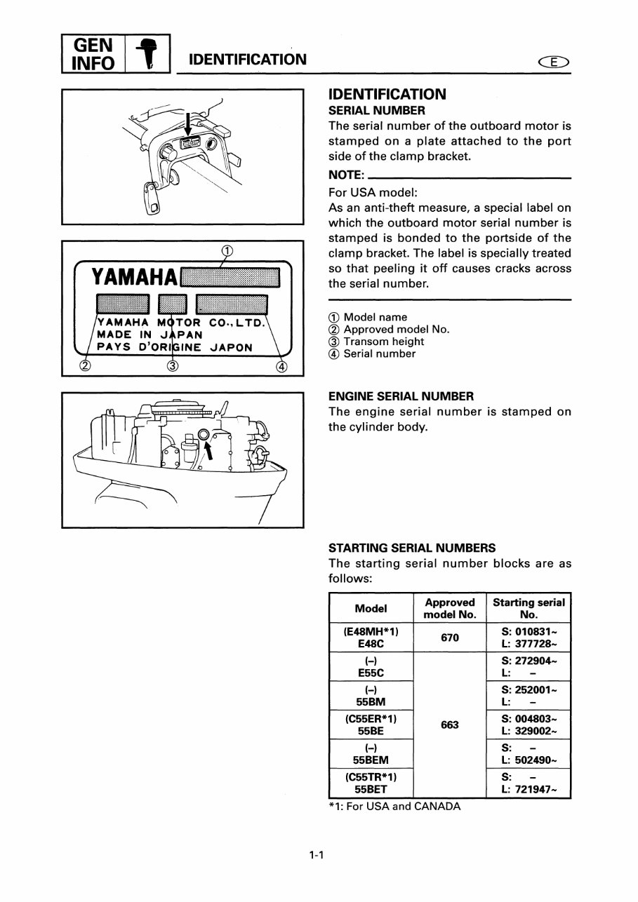 Yamaha Marine Outboard E48C(E48), E55C, 55B(C55) Service & Repair Manual - ! preview img 10