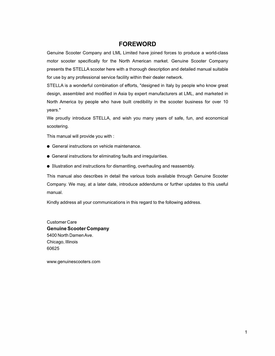 STELLA 150CC Scooter Shop Manual preview img 2