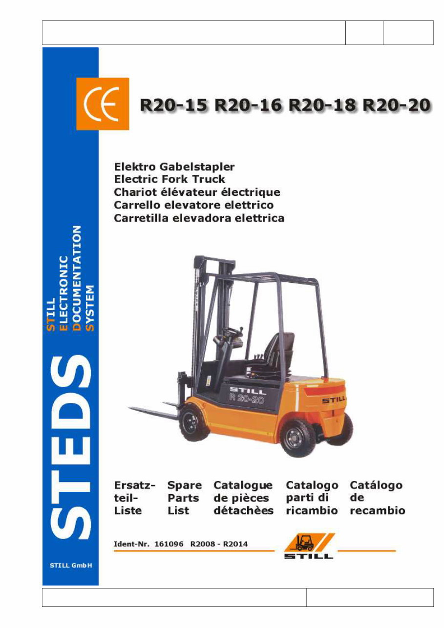Still Electric Fork Truck Forklift R50-10,R50-12,R50-15,R50-16 Illustrated Master Parts List Manual (Ident-Nr.16 preview img 1