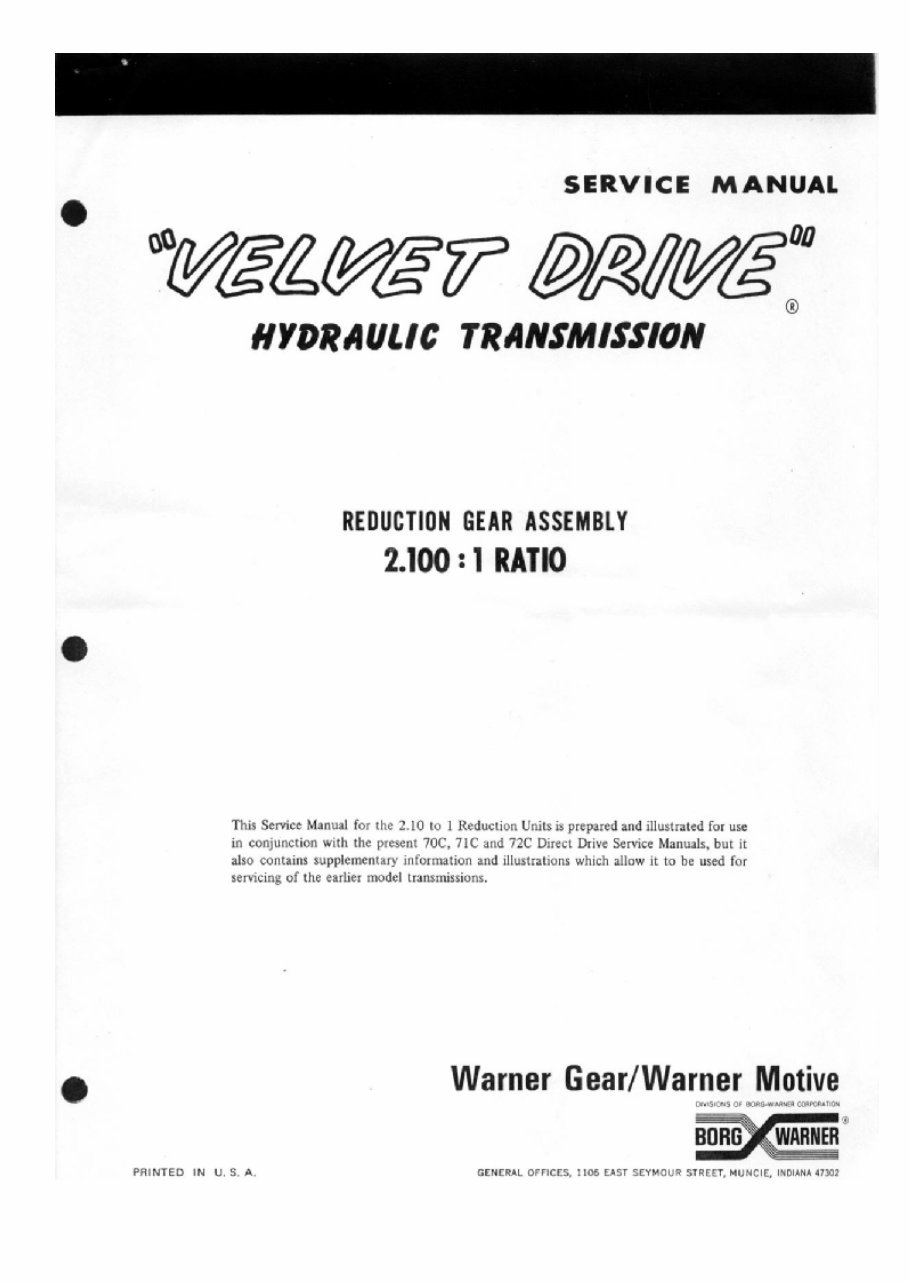 BORGWARNER VELVET DRIVE Transmission Service Workshop Manual preview img 2
