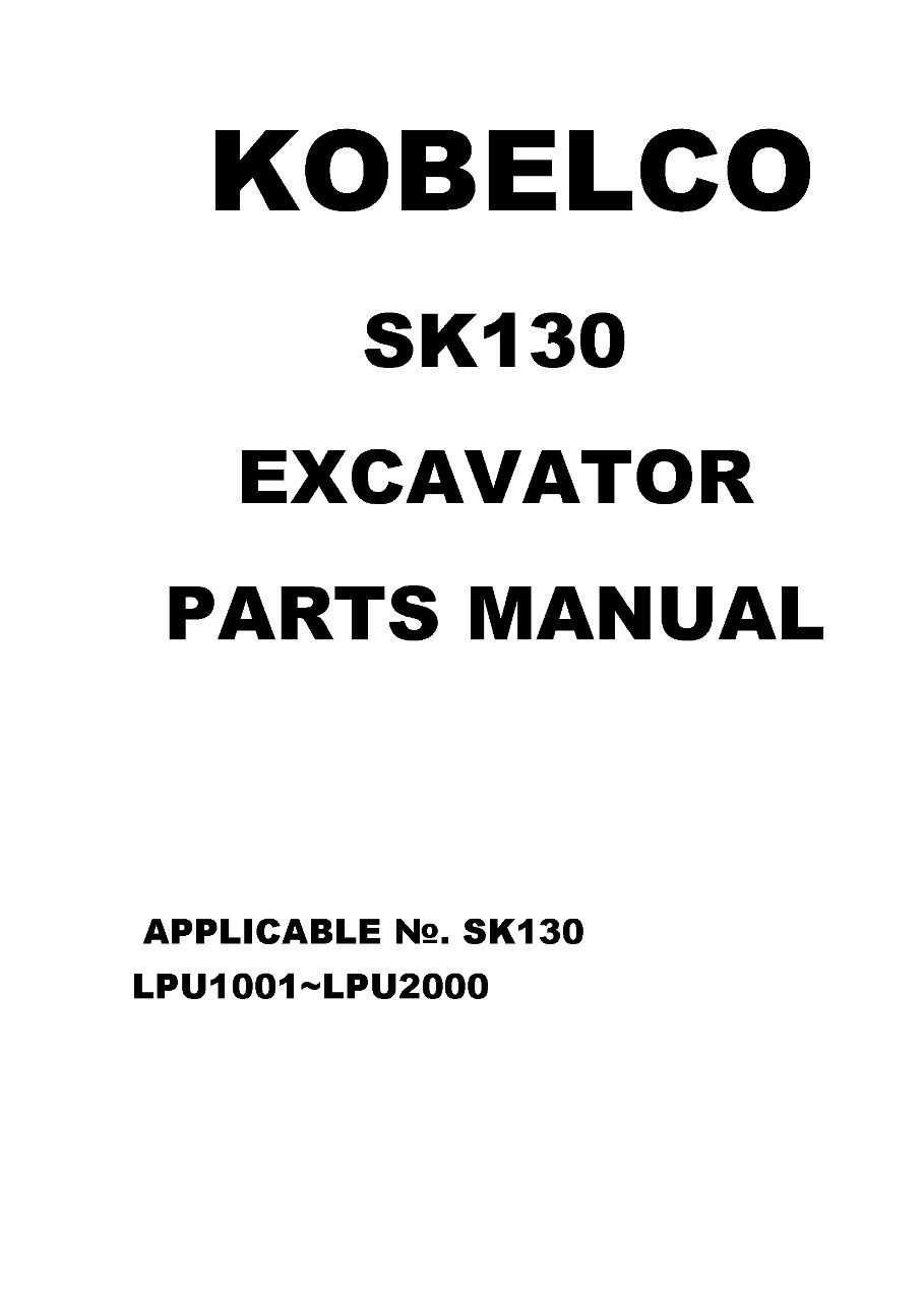 KOBELCO SK130 Excavator Parts Catalog Manual preview img 1