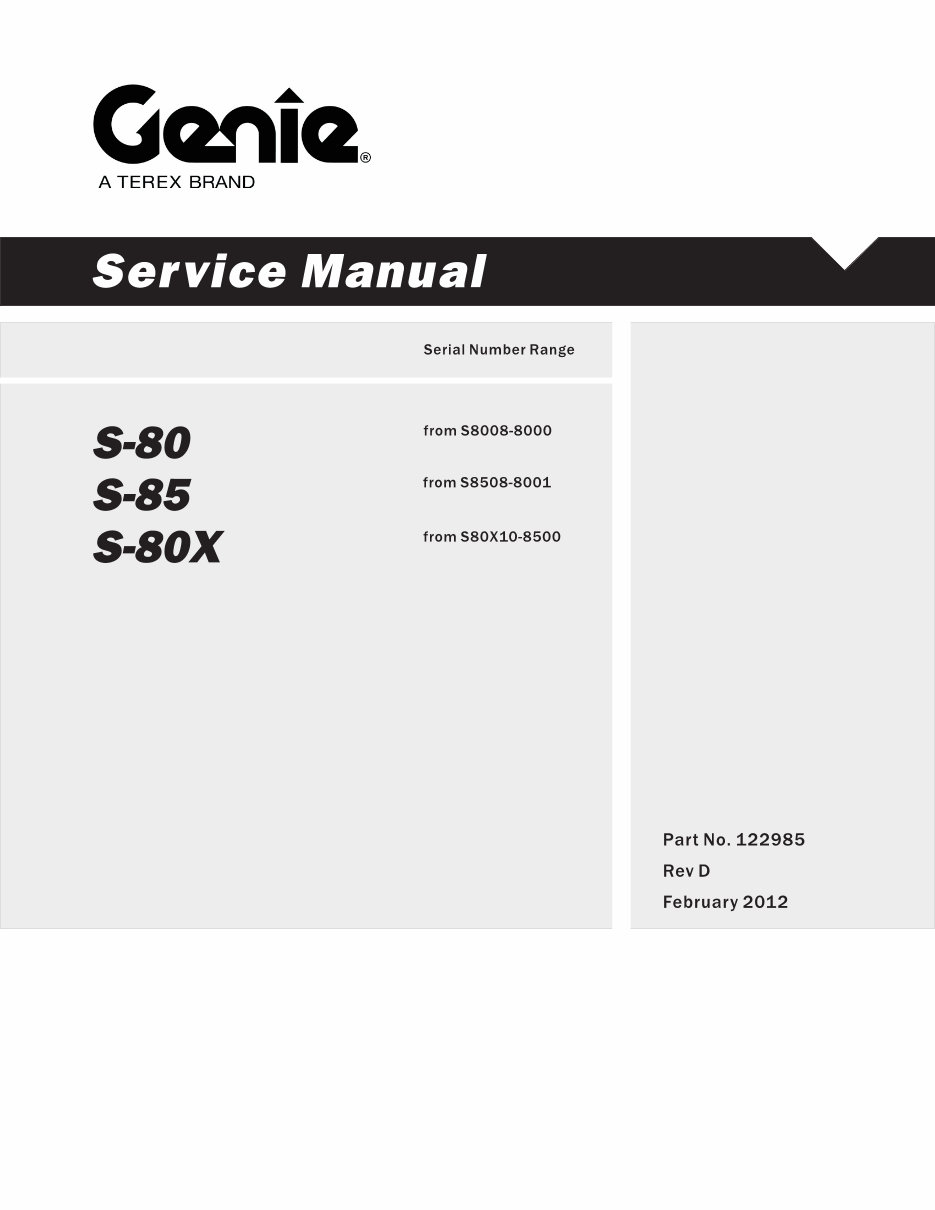 Genie S-80, S-85 Workshop Service Repair Manual 11165 preview img 1