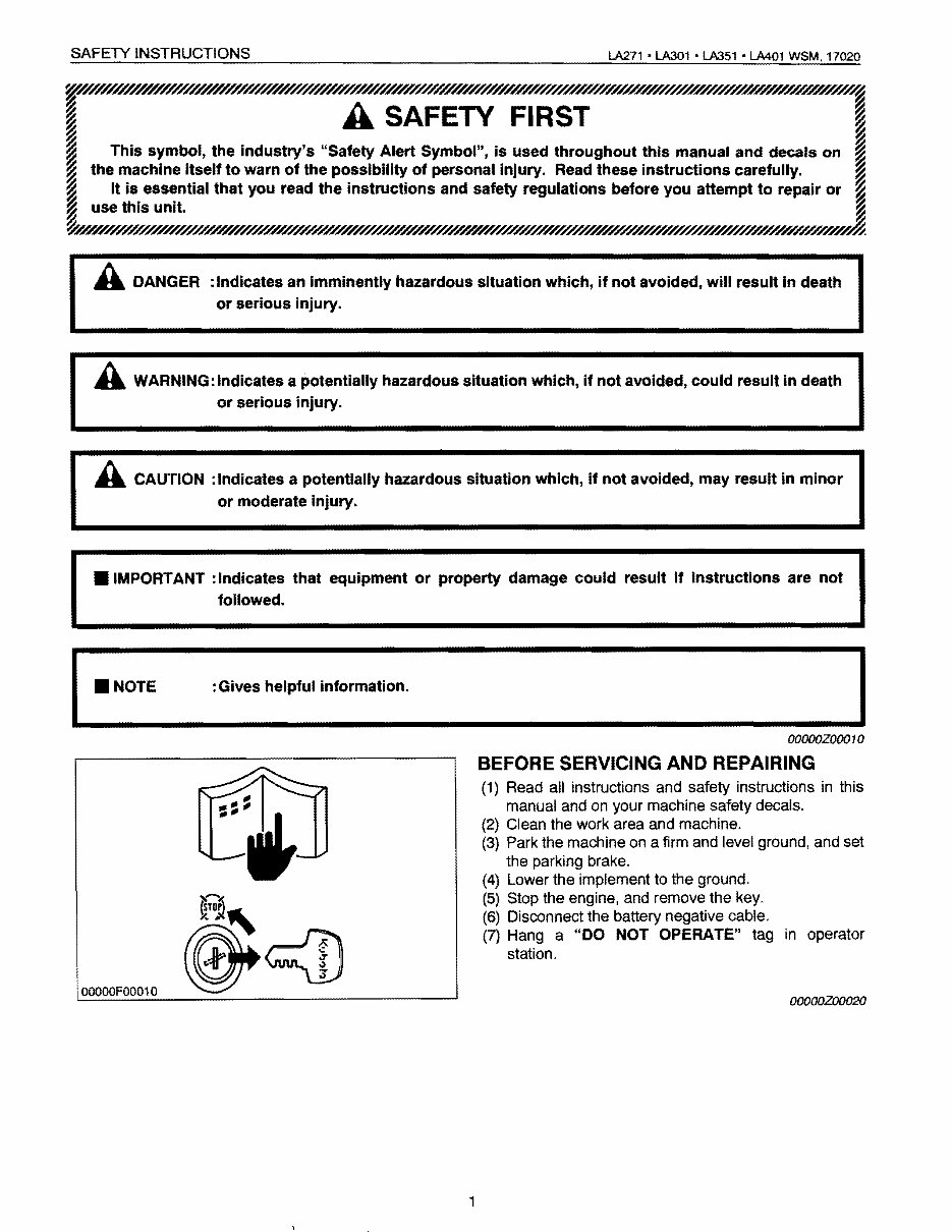 KUBOTA Loader LA271 LA301 LA351 LA401 Workshop Service Manual preview img 1