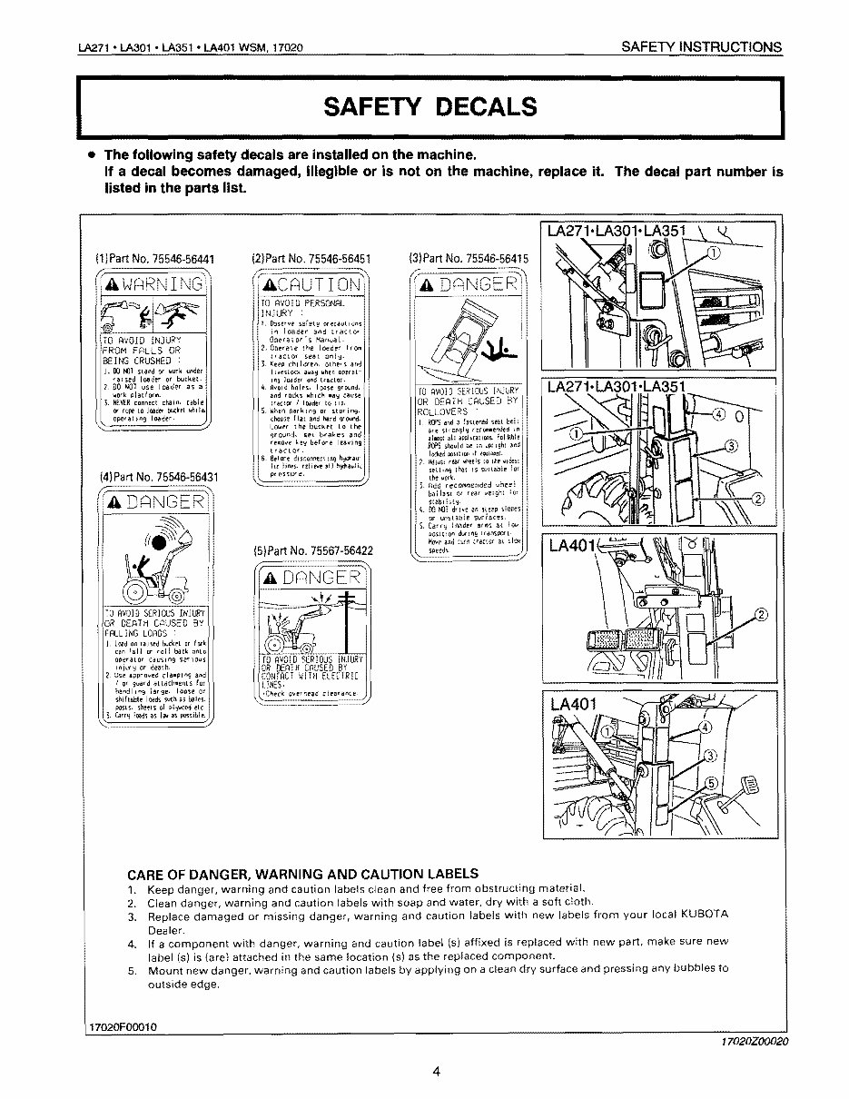 KUBOTA Loader LA271 LA301 LA351 LA401 Workshop Service Manual preview img 4