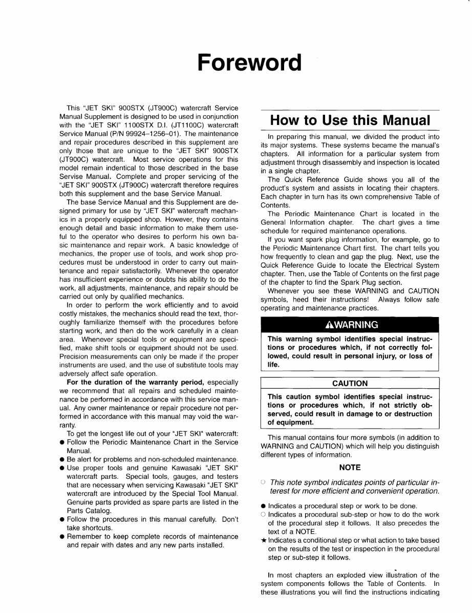 2000-2002 Kawasaki Jet Ski 1100 STX D.I. & 900 STX Service & Repair Manual preview img 5