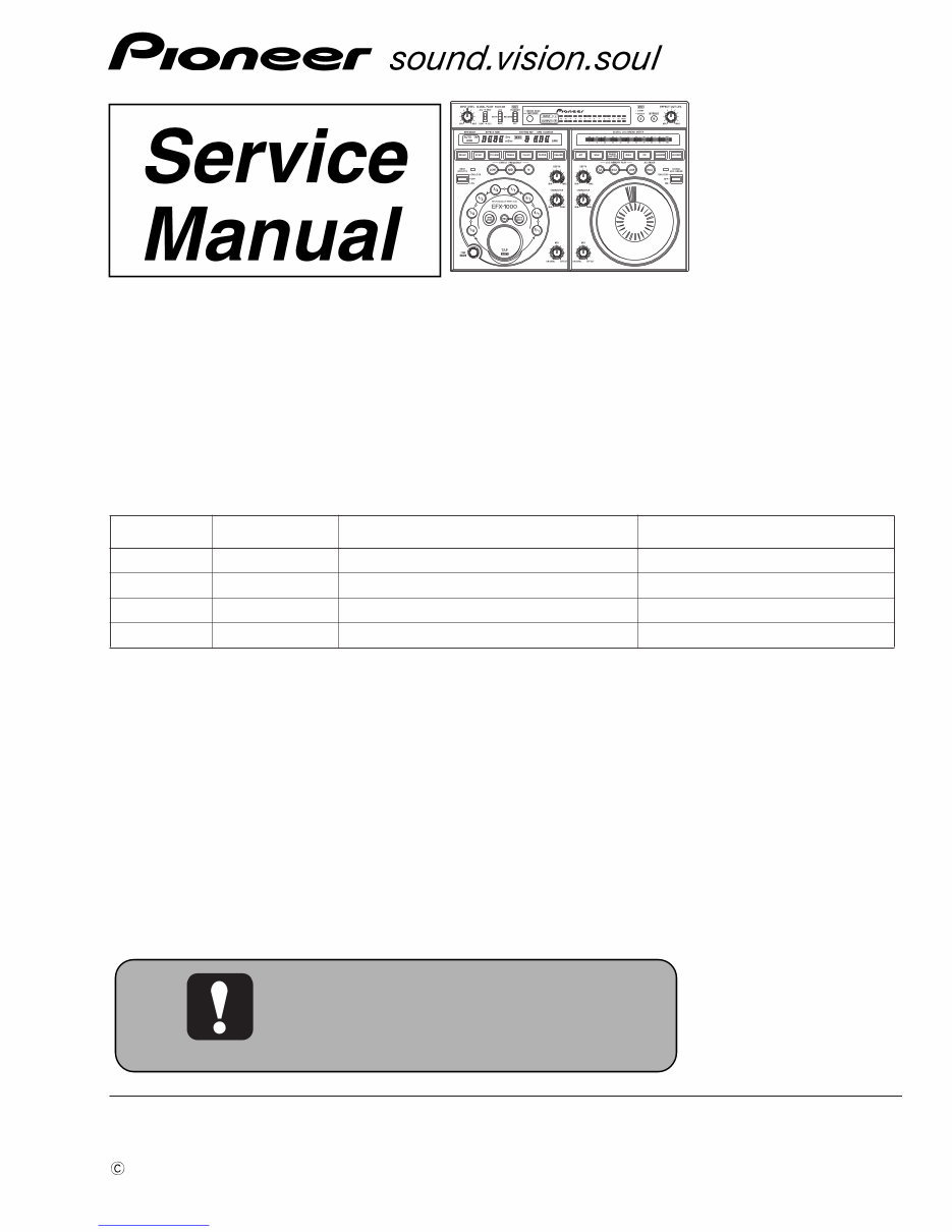 Pioneer EFX-1000 Service Manual & Repair Guide preview img 1