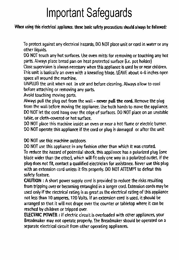 Magic Chef Breadmaker Parts Model VBM200c 1 Instruction Manual Recipes preview img 3