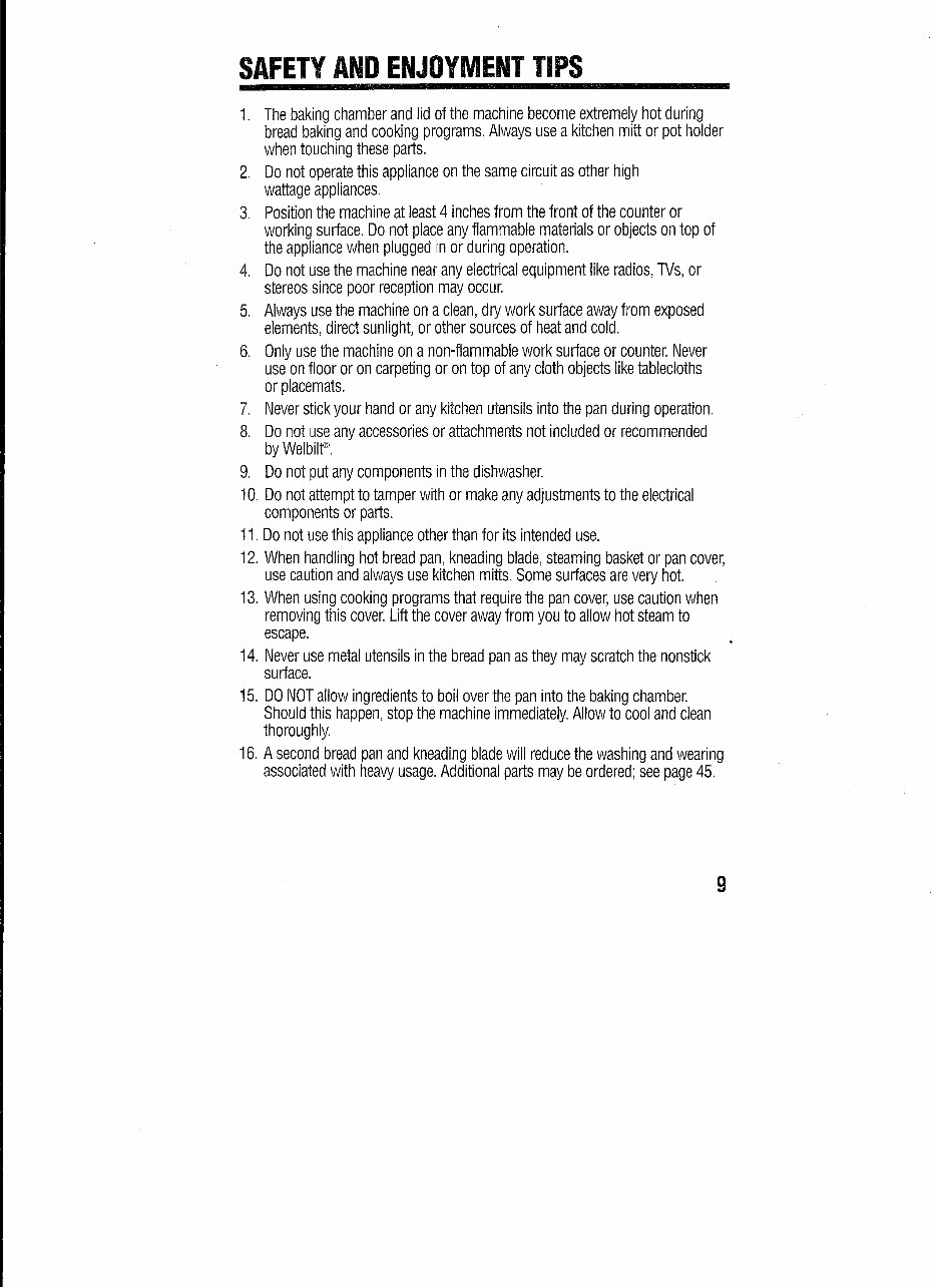 Welbilt Bread More Parts model ABM7100 instruction manual recipes abm 7100 preview img 10