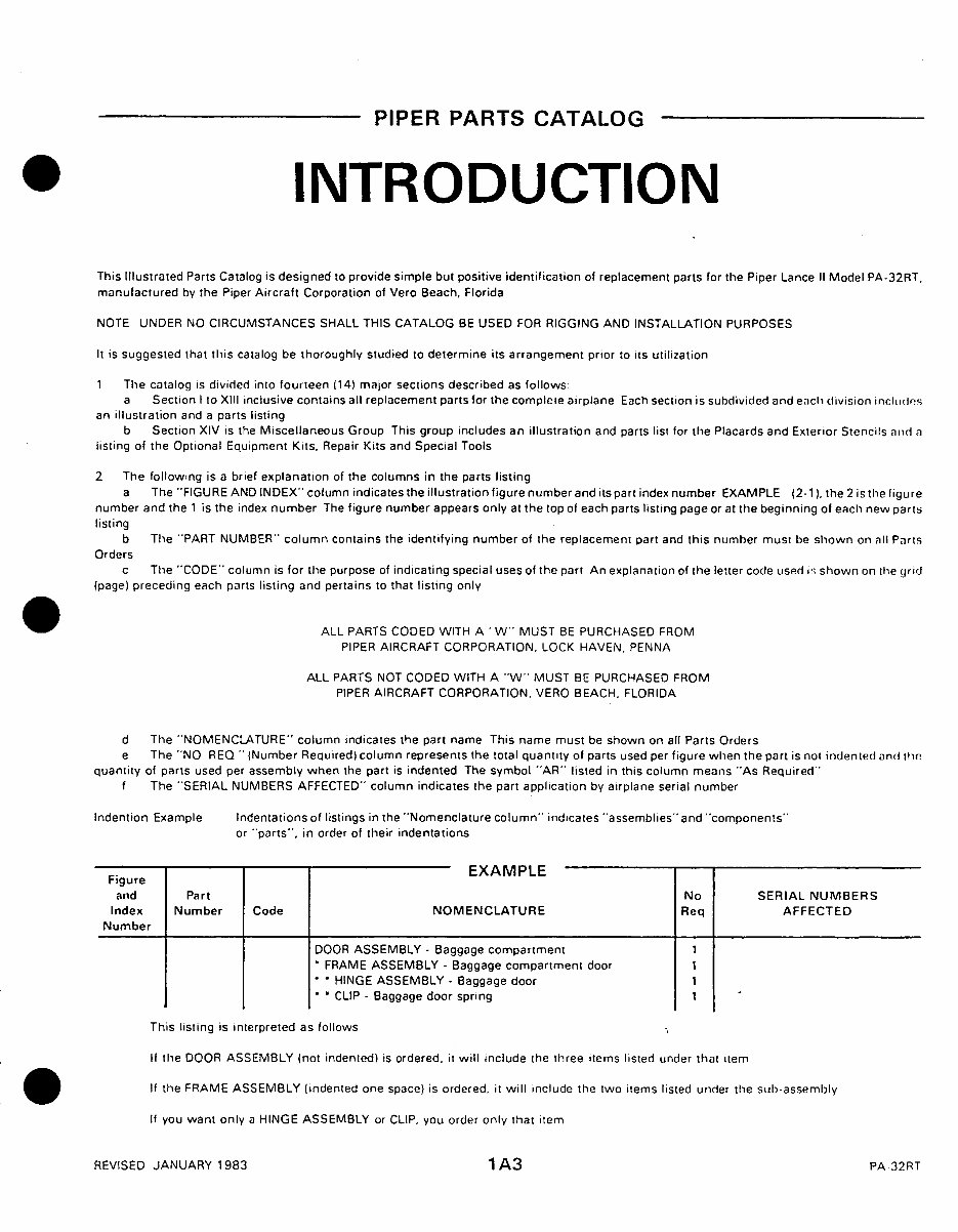 PA32 Lance II 2 IPC Illustrated Parts Manual Parts Catalog