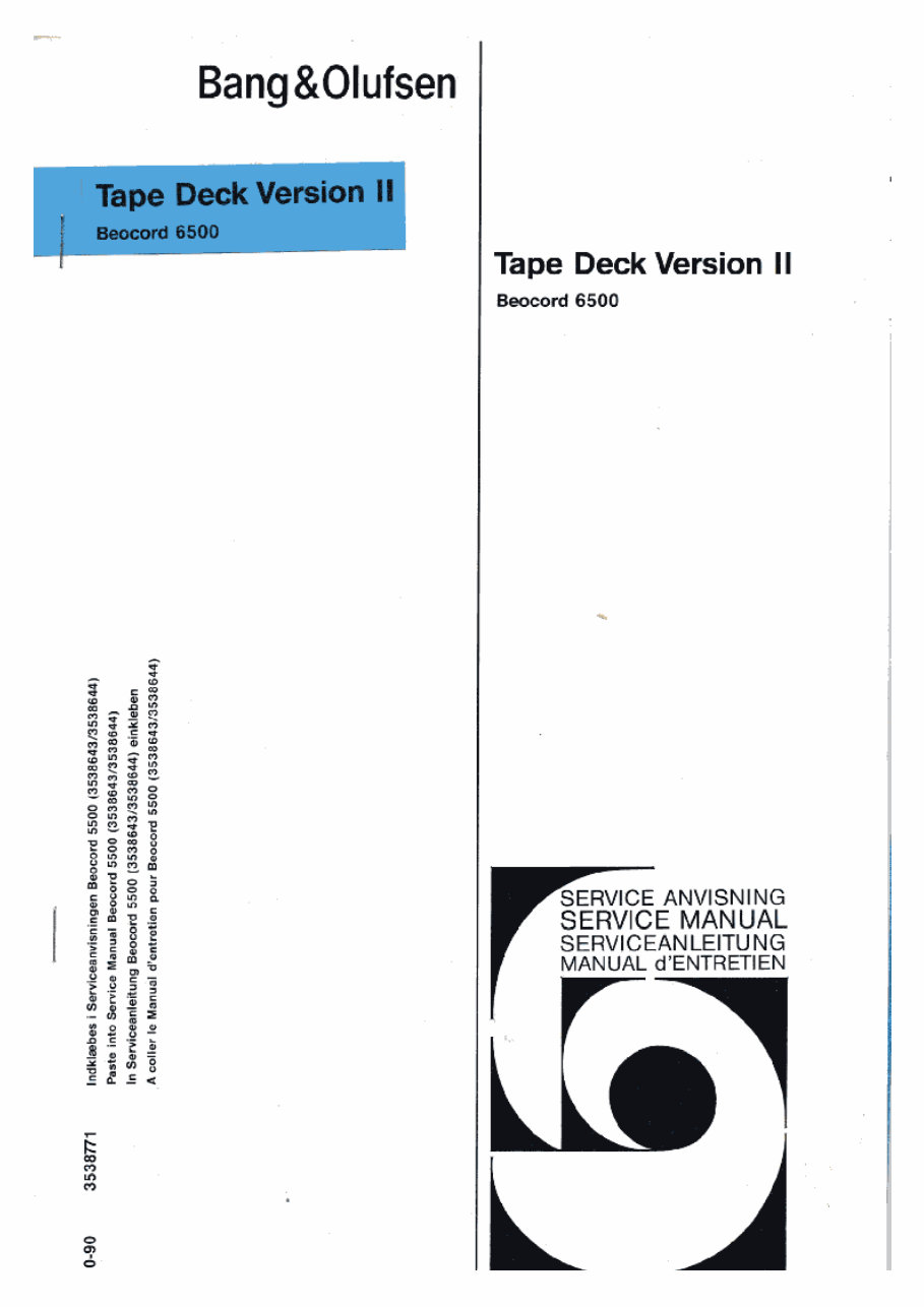 B+O Bang Olufsen Schematics Diagram beocord 6500 preview img 1