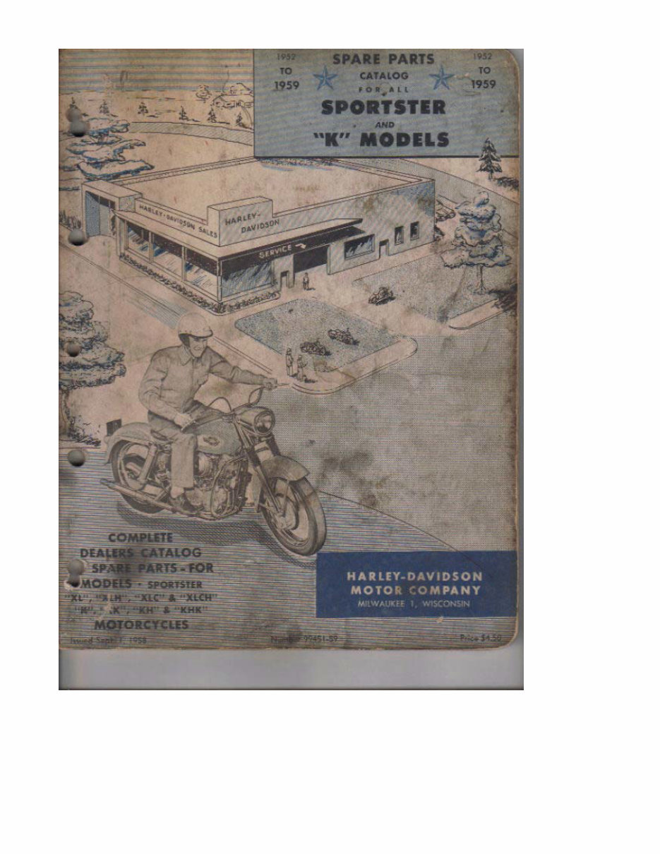 1953 Harley-Davidson Sportster and K Models Parts Catalog preview img 1