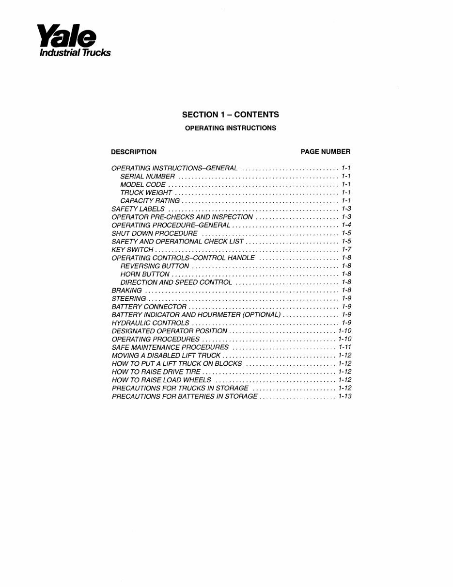 Yale Pallet Truck: MCW020, MCW040 Workshop Service Manual preview img 5