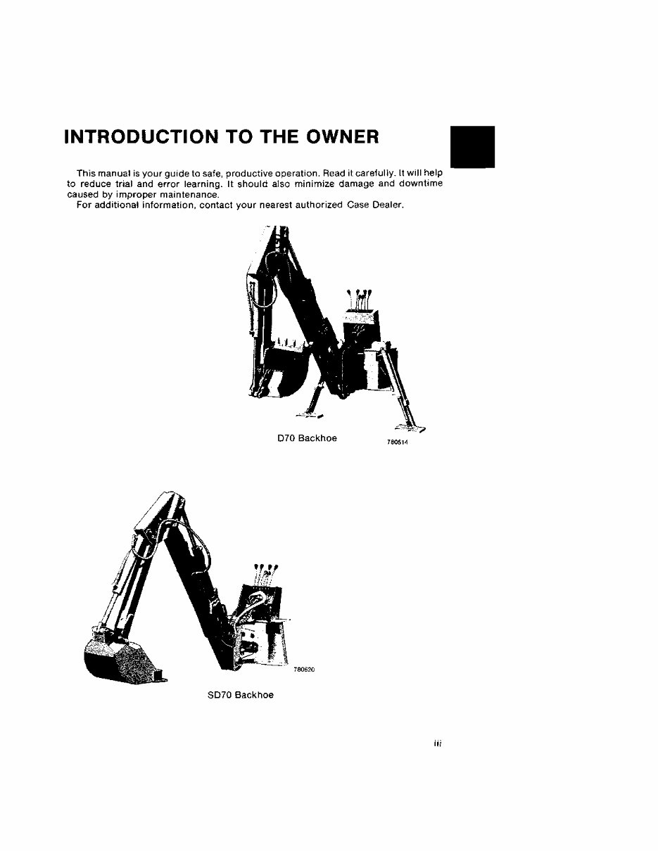 CASE D70 SD70 D100 D100XR SD100 RD100 D130 BACKHOES Operators Manual preview img 5