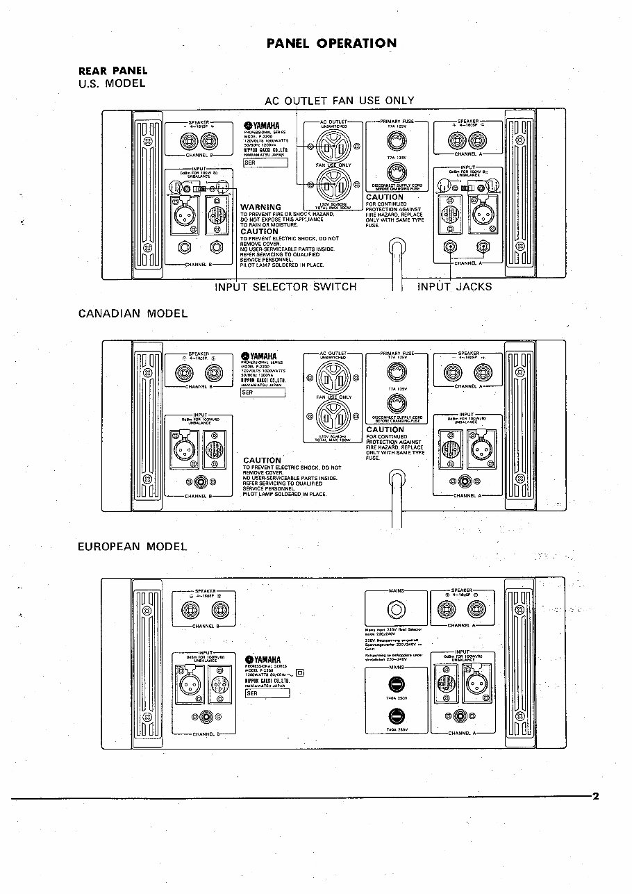 Yamaha p-2200 p2200 p 2200 pa power amplifier service manual preview img 5