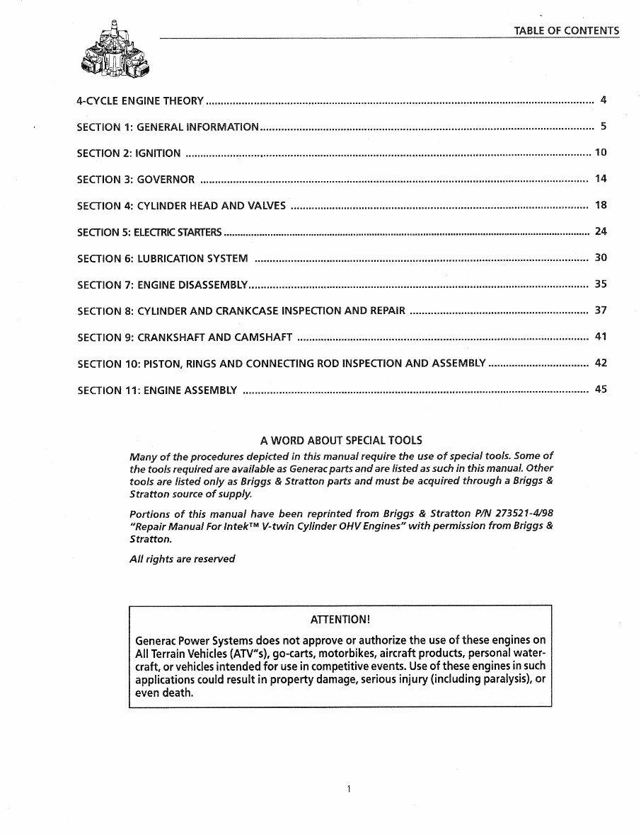 Generac GN724 V-Twin OHVI Engine Workshop Service Repair Manual preview img 3