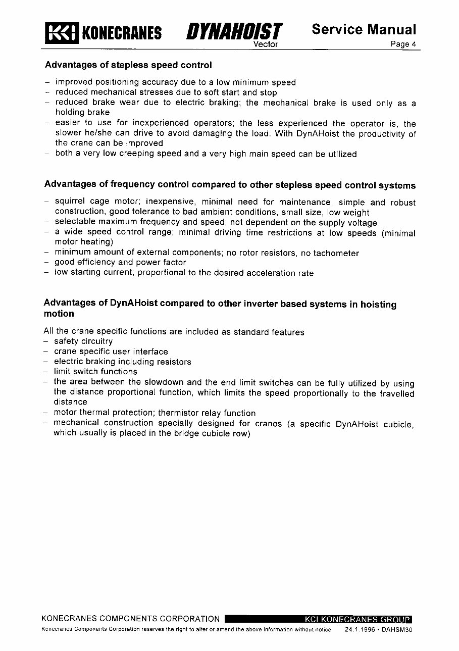 1996 Konecranes Dynahoist Vector Service & Repair Manual preview img 6