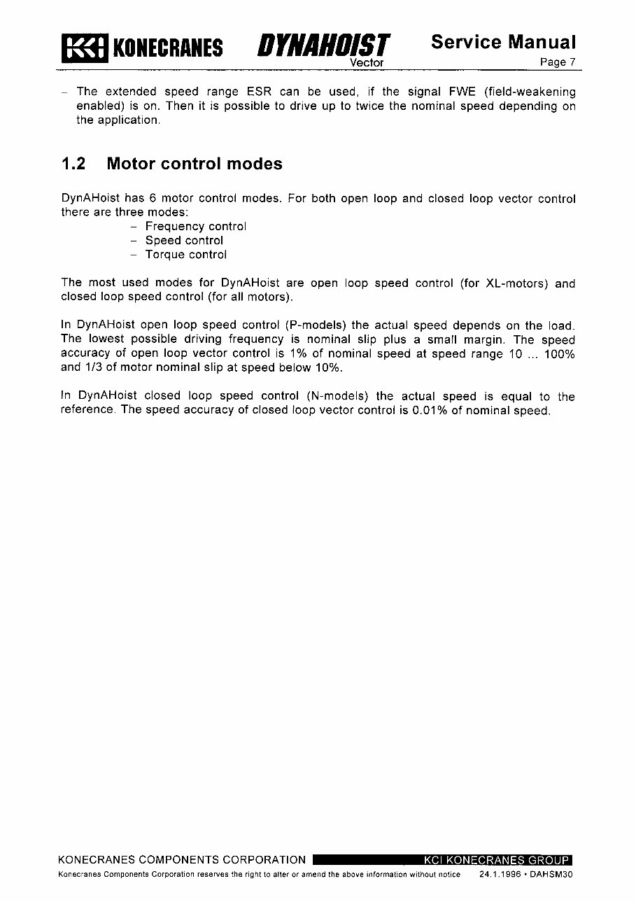 1996 Konecranes Dynahoist Vector Service & Repair Manual preview img 9