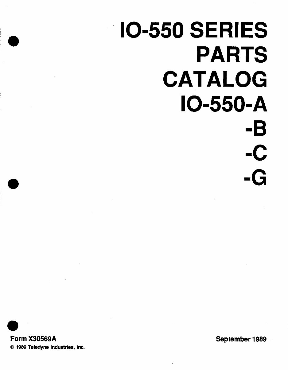 X30569A IO-550 Parts Manual preview img 1